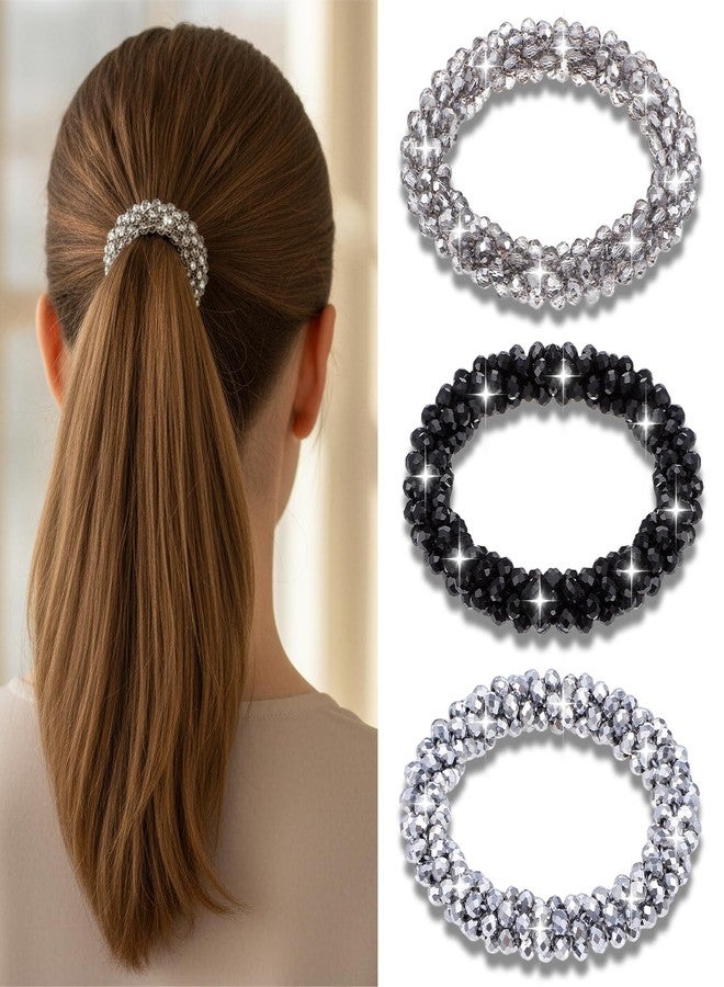 Yolev 3 PCS Rhinestone Hair Tie, Sparkly Ponytail Holders,fancy Glitter Hair Scrunchies Rhinestone Hairs Accessories for Women and Girls - Image 1
